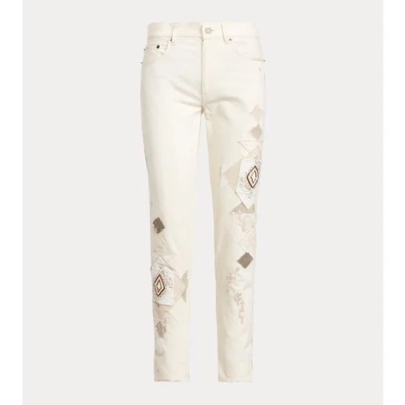 Polo ralph lauren , The Avery Boyfriend Patchwork Jeans, Ivory - Picture 9 of 9